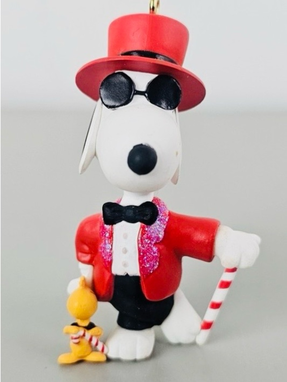 2003 Joe Cool Ornaments Spotlight Snoopy Peanuts Candy Cane bird